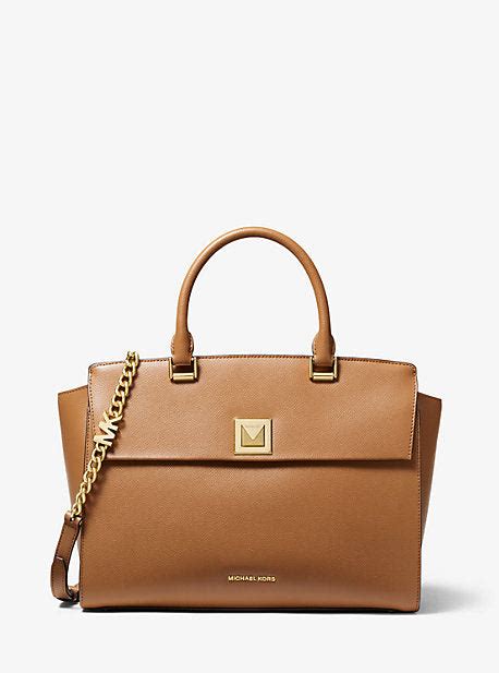 michael kors sylvia large crossgrain leather satchel|Sylvia Medium Crossgrain Leather Satchel .